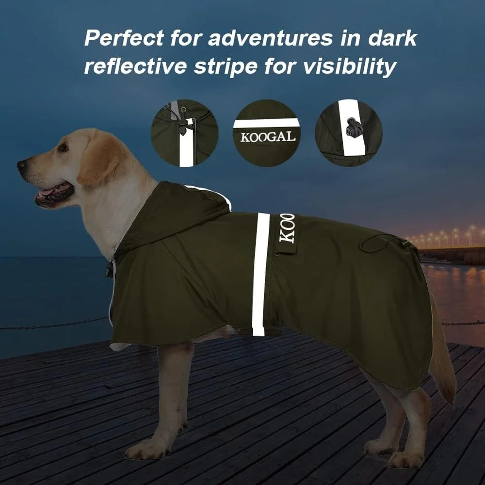 Waterproof Dog Raincoat Adjustable Poncho Windproof Apparel Medium Large Dogs Travel Bag Design Comfortable Lightweight Pet