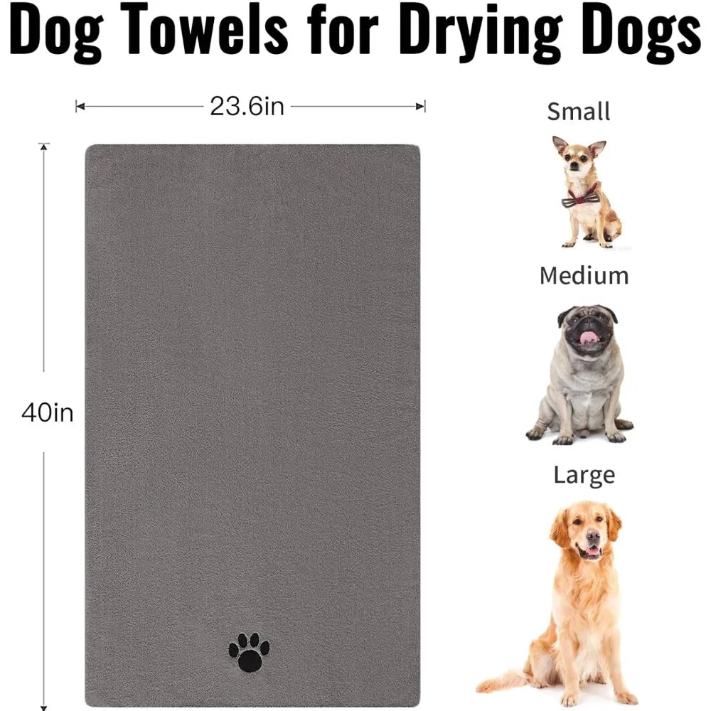 Microfiber Dog Towels for Drying Dogs, Super Absorbent and Soft Pet Grooming Towel, 40 Inch X 23.6 Inch, Perfect Dog Shower & Ba