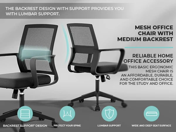 SUKIDA Mesh Office Chair, Ergonomic Desk Chair with Upholstery, Executive Chair with Armrests,Height-Adjustable Computer Chair