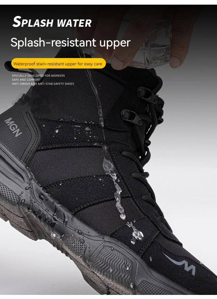 Mens Safety Shoes Steel Toe Metatarsal Protection Anti-Puncture Indestructible Shoes Trail Running Shoes Outdoor Protective Boot