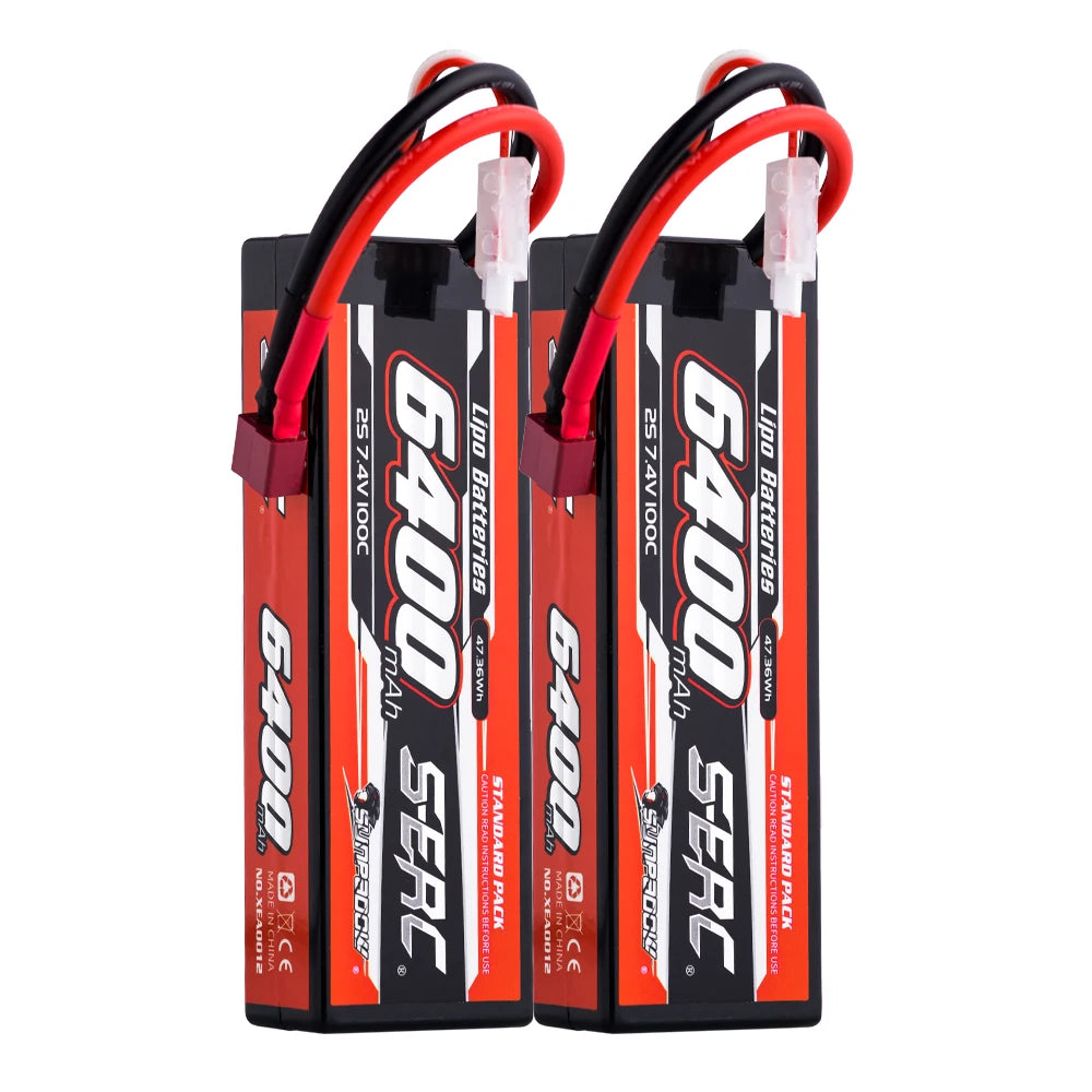 SUNPADOW 2S 3S 4S Lipo Battery for 6400mAh 7.4V 11.1 EC5 Plug 100C for RC Car Plane DJI Truck Tank Buggy Racing Boat Models 2pcs