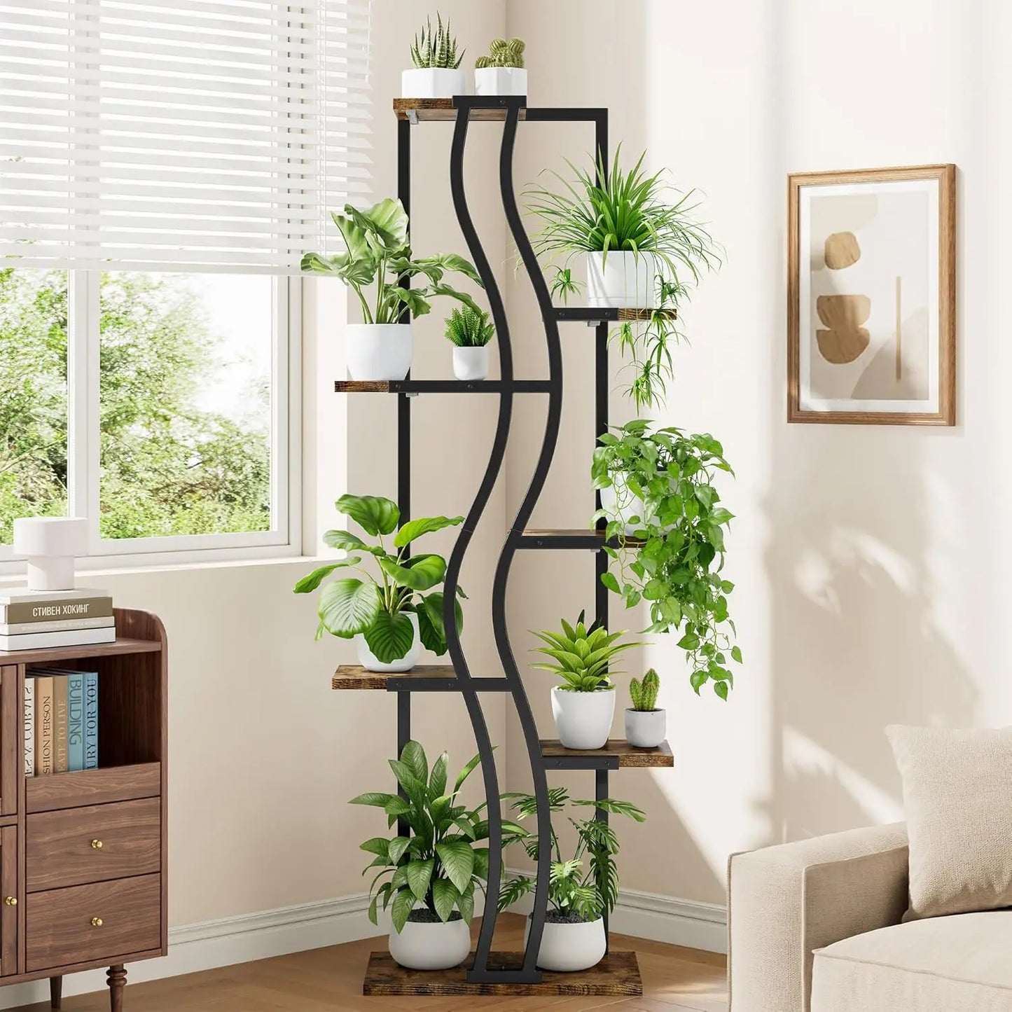 IRONCK Plant Stand Indoor with Grow Lights, 7 Tiered Tall Plant Shelf Indoor, 63" Corner Plant Stands for Indoor Plants