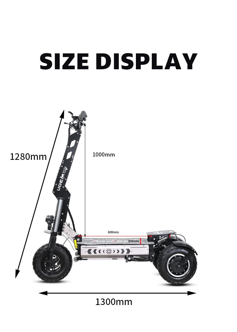 ARWIBON MT30 Adult Electric Scooter 6000W Motor 60V27AH Folding Tricycle E-Scooter 13 Fat Tire E-Mountain Scooter