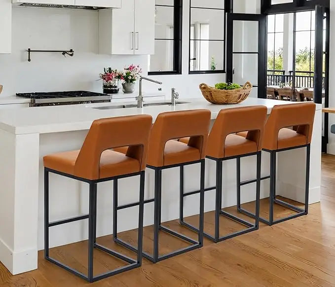 Counter Height Bar Stools for Kitchen Counter Modern Bar Chairs with Backs  for Kitchen Island with Upholstered Faux Leather