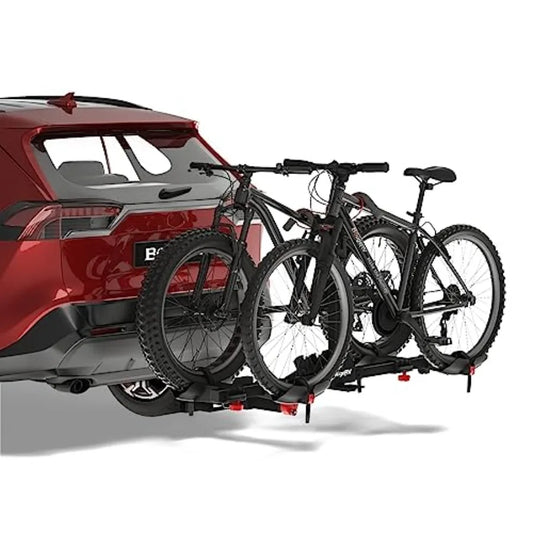 Lockable Hitch Mount Bike Rack Platform 2Bike Carrier for SUV Truck Lightweight EBike Compatible Foldable Tilting to Open Trunk