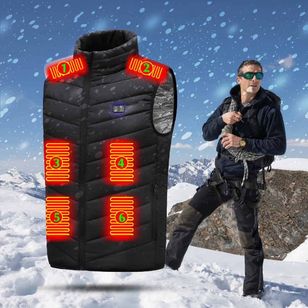 USB Heated Vest Winter Outdoor Warm Vest Electric Heating Thermal Warm Clothes for Men and Women Outdoor Skiing Hiking