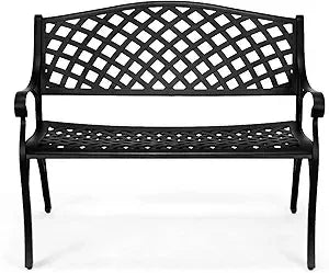 40.5" Patio Garden Bench,Anti- Rust Cast Iron Cast Aluminum Frame for Outdoor Path Yard Lawn Work Entryway Decor Deck (Brown)