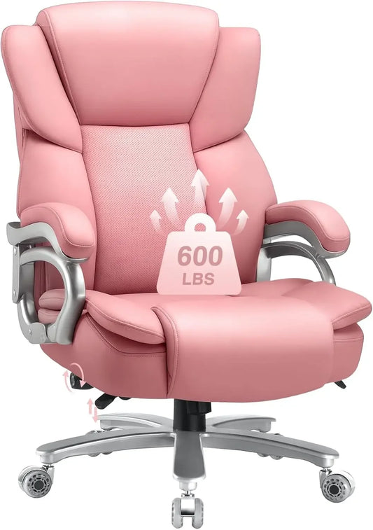 500lbs Heavy Duty Big And Tall Office Chair Dual Rubber Wheel Executive Desk Chair for Low Back Pain Relief