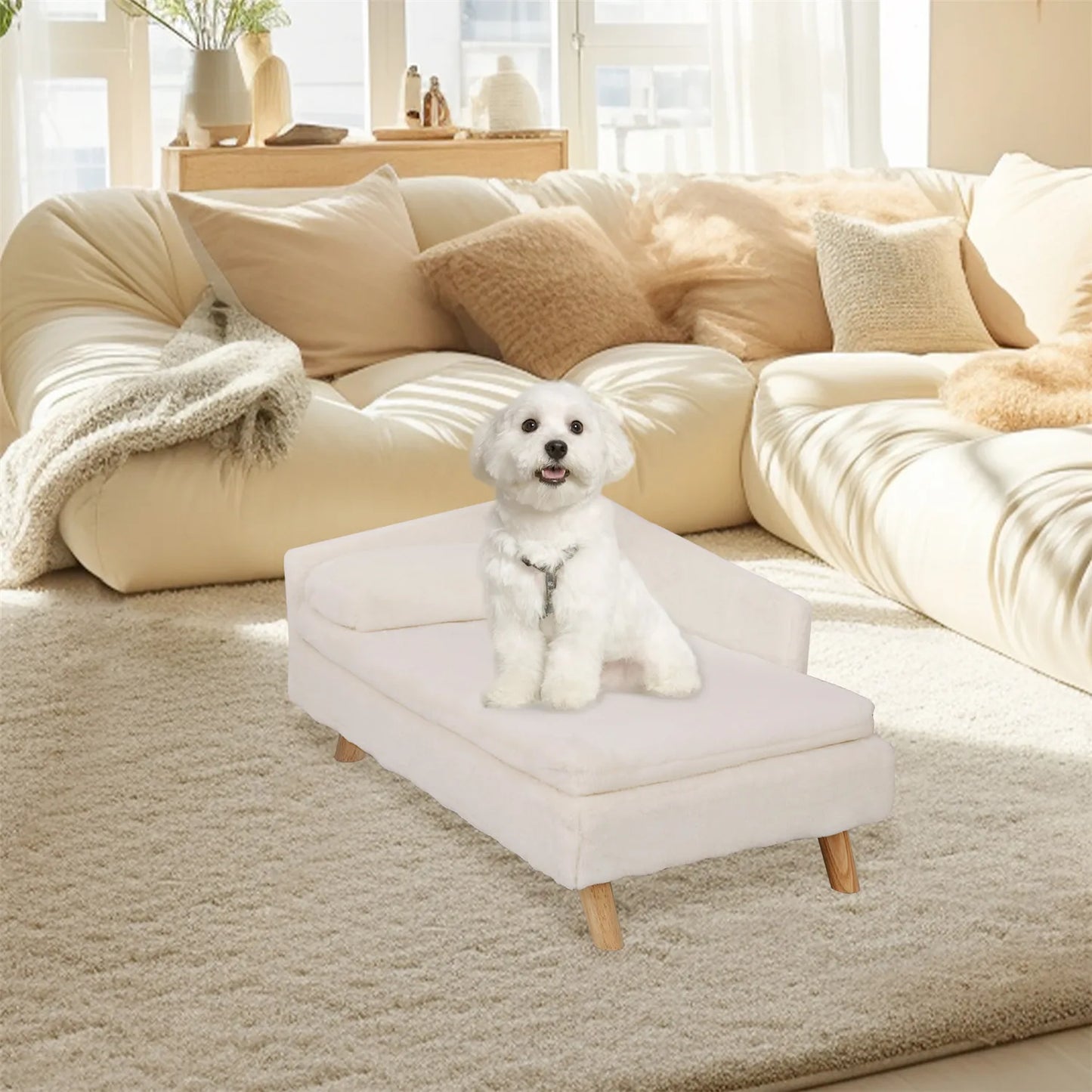 Elevated Pet Bed Nordic Pet Stool Bed with Cozy Pad