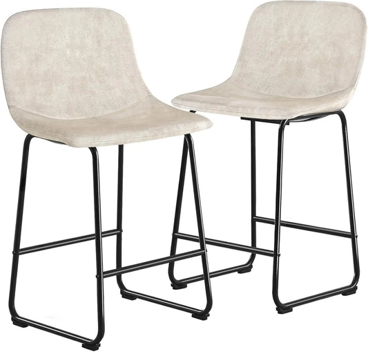 Dining Chairs Set of 2, Armless Counter Height Stools with Back Hold up to 500 lbs for Home, Kitchen, Dining Room, Bar,