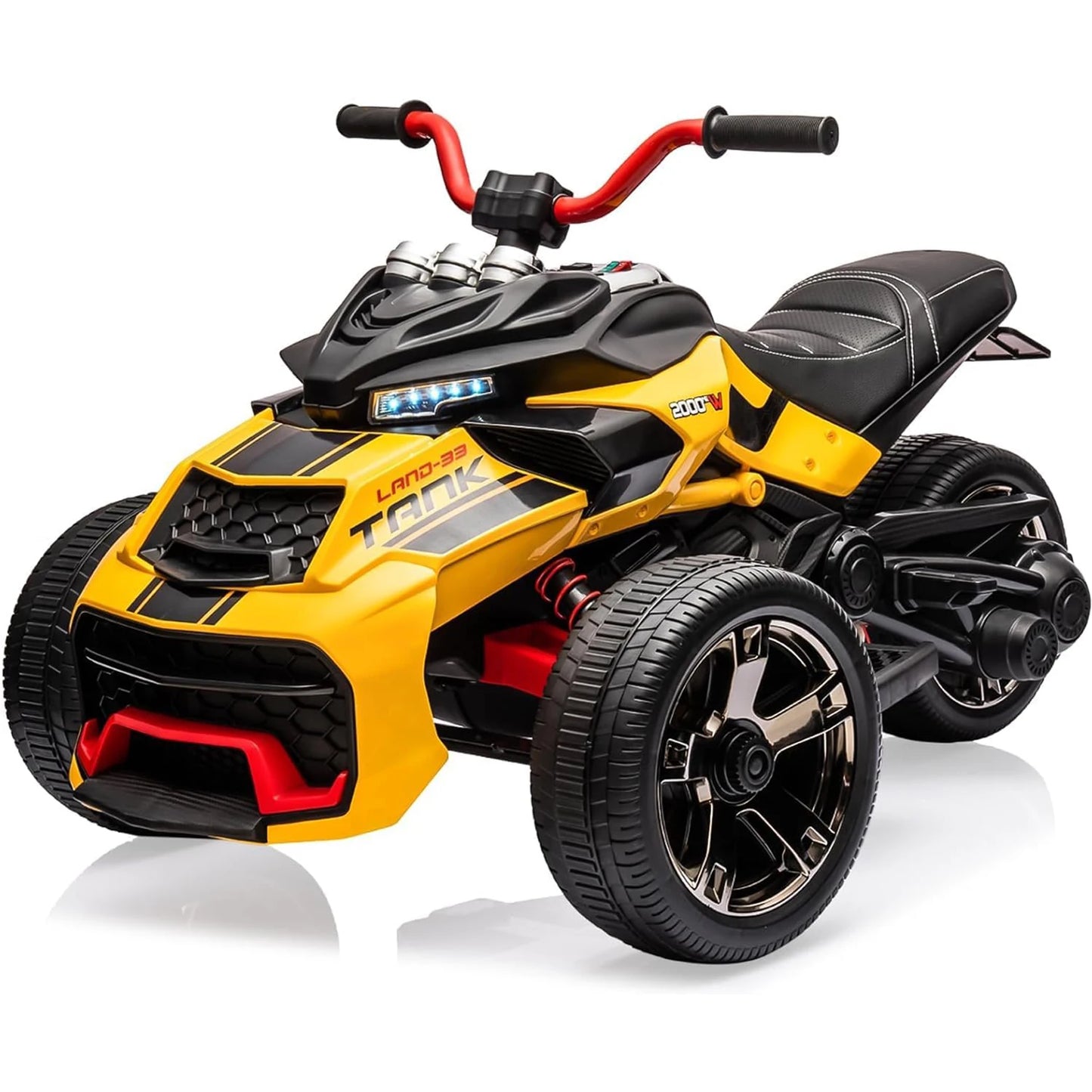 12V Kids Ride On ATV, Motorcycle, 3 Wheeler Electric Vehicle Led Lights, Treaded Tires, Music Toy Car for Kids 3-8 Years