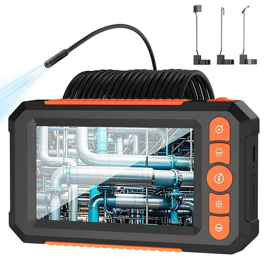 4.3' IPS Screen Endoscope Camera IP67 Waterproof HD1080P Inspection Camera with 8 LED Lights Semi-Rigid Bore Scope forCars Sewer