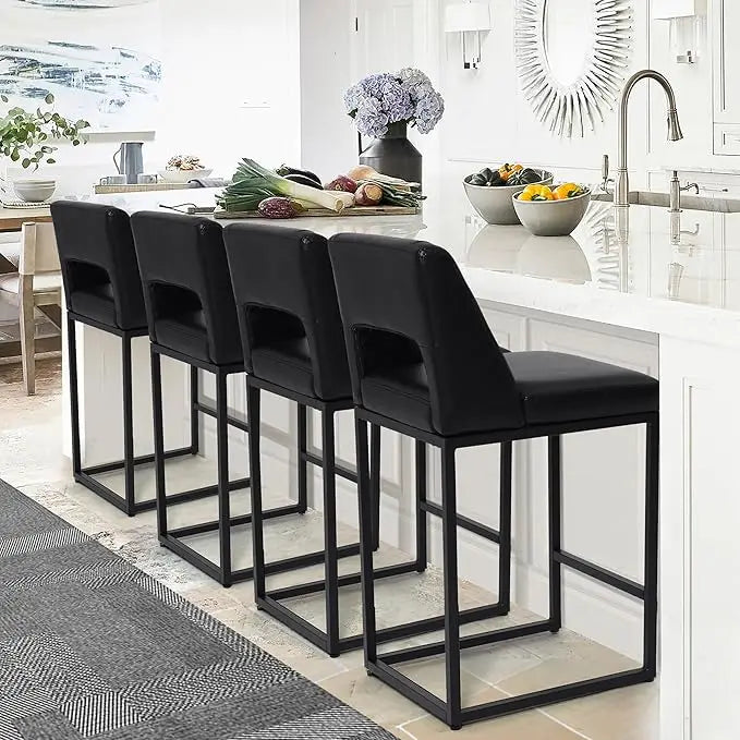Counter Height Bar Stools for Kitchen Counter Modern Bar Chairs with Backs  for Kitchen Island with Upholstered Faux Leather