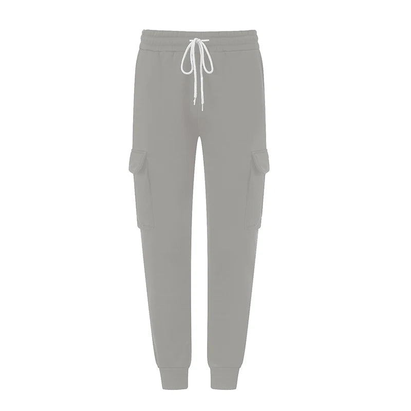 Men s Stylish Fleece Jogger Pants with Adjustable Drawstring Waistband Solid Color Casual Trousers for Fall and Winter