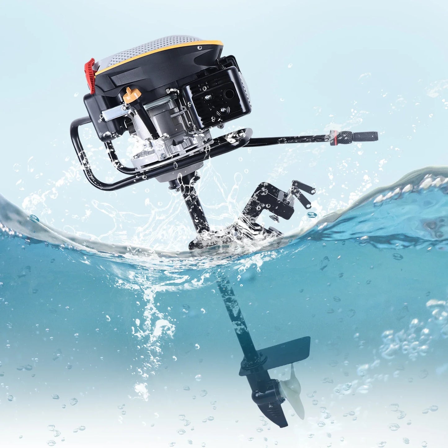 4-Stroke 9HP Outboard Motor 225CC Heavy-Duty Outboard Motor Fishing Boat Marine Engine for Fishing Aquaculture Outdoor Adventure