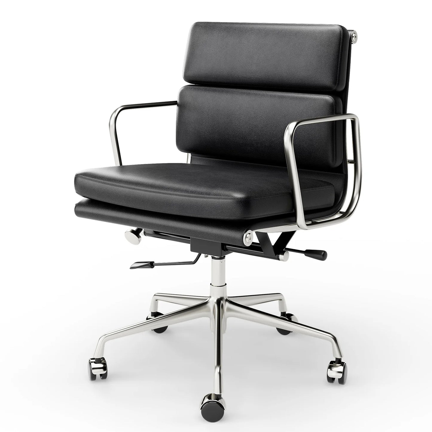 Office Guest Chair Genuine Leather Executive Chair Reception Chairs with Wheels Adjustable Swivel Rolling Office Chairs