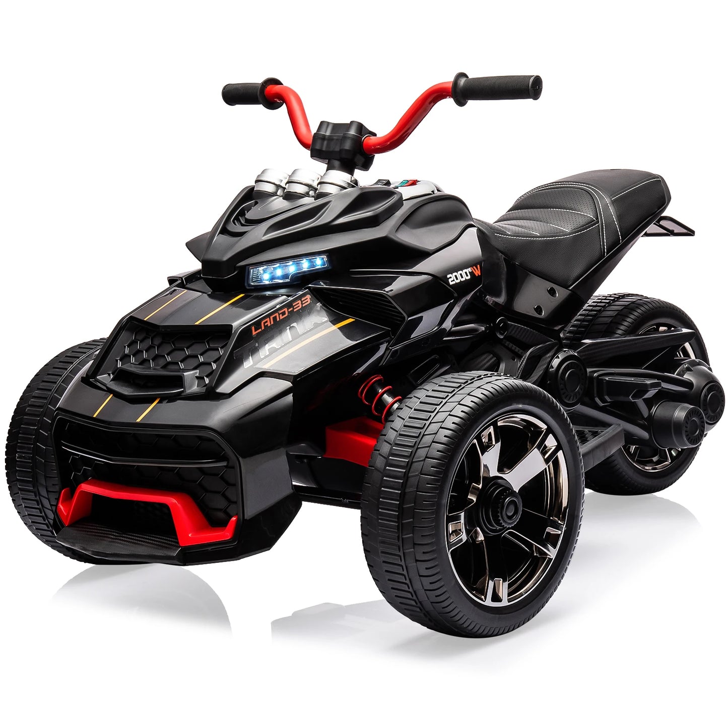 12V Kids Ride On ATV, Motorcycle, 3 Wheeler Electric Vehicle Led Lights, Treaded Tires, Music Toy Car for Kids 3-8 Years