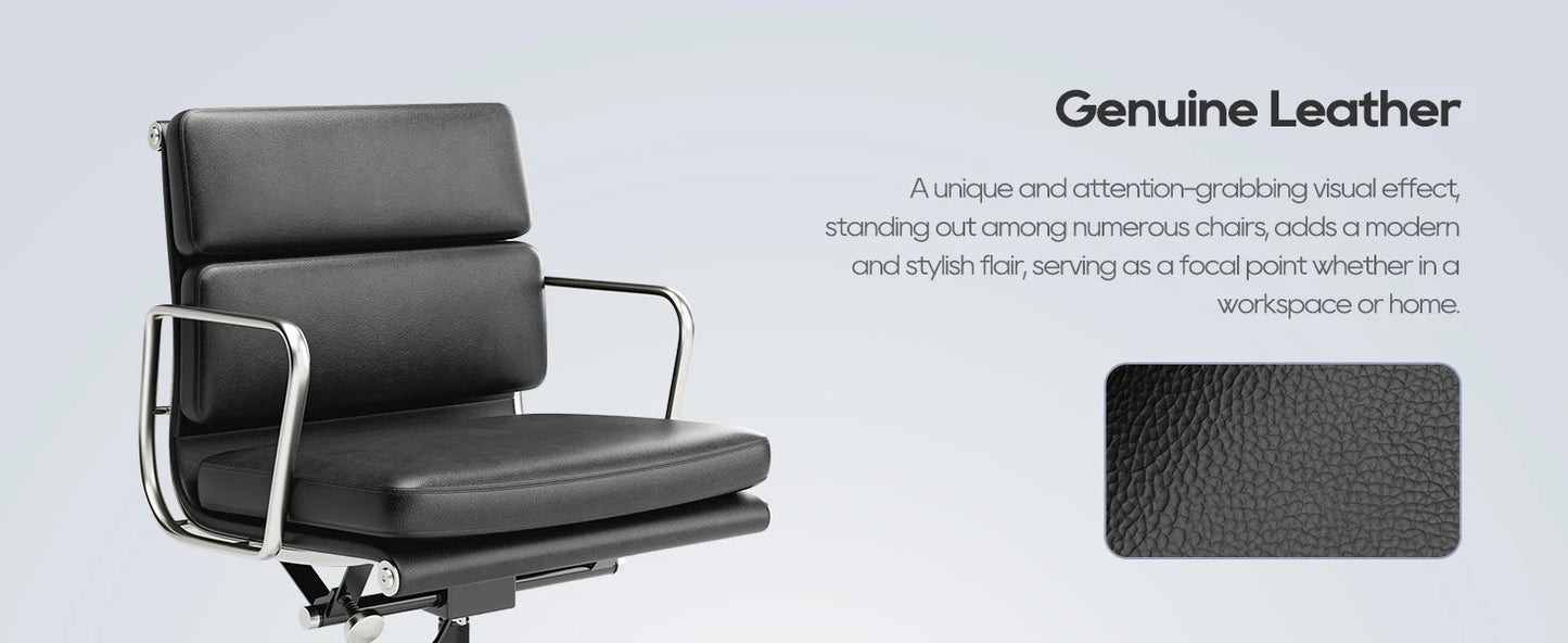 Office Guest Chair Upholstered Leather Comfortable Reception Chairs with Wheels Adjustable Swivel Rolling Office Chairs