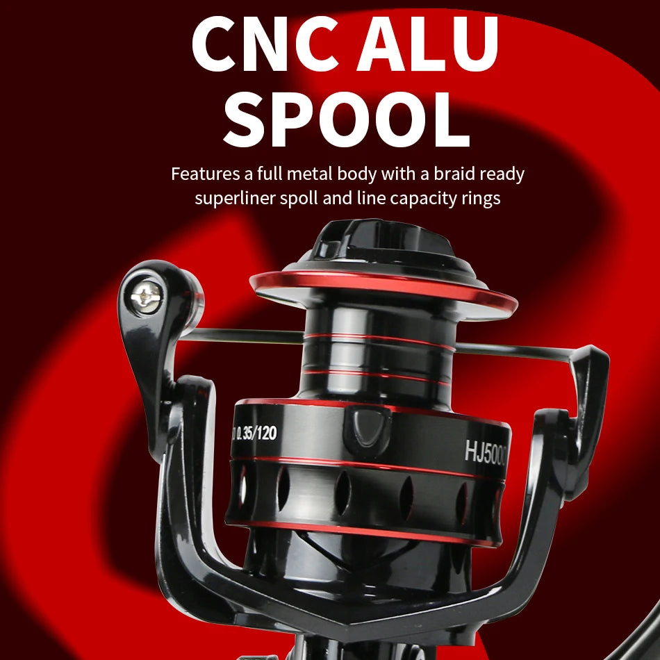 HJ Fishing Reel Spinning Reel Metal Reel Cup 10KG Max Drag Power Spinning Wheel High Speed Adapt to Any Water Body