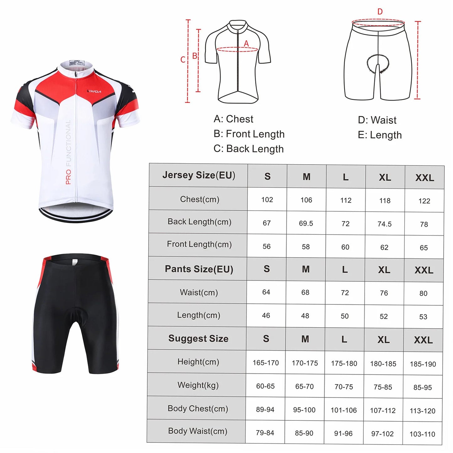 Men Breathable Quick Dry Comfortable Short Sleeve Jersey and Padded Shorts Cycle Clothing Set Riding Sportswear