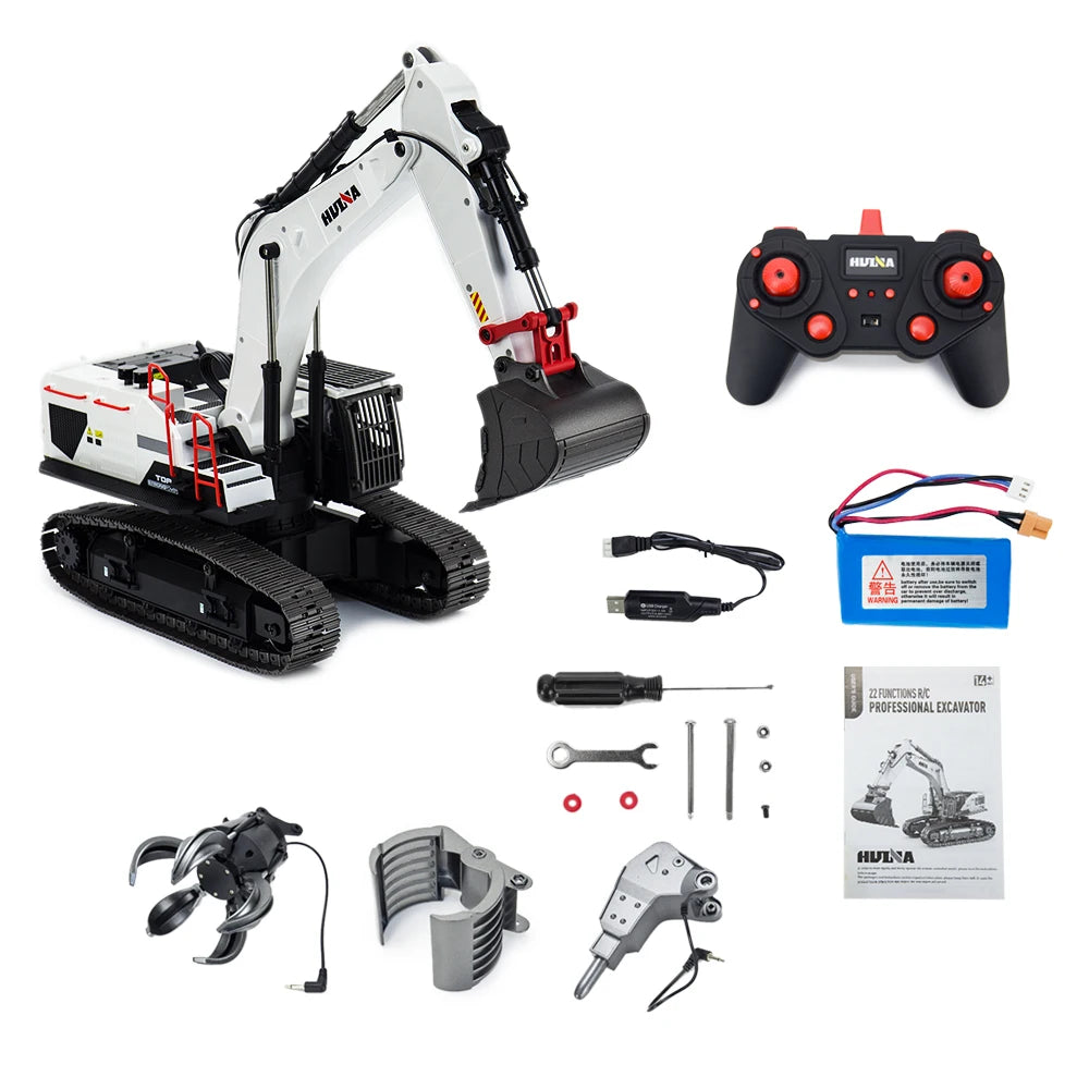 Mexico Stocks Huina 1592/1593/1594 Metal  1/14 Scale RC Excavator Remote Control Digger Construction Vehicle Model