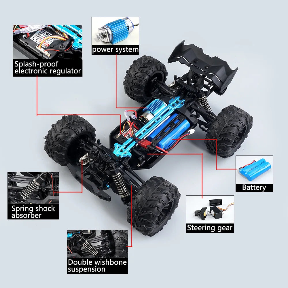 16102 1:16 Rc Car With Led Light 4WD 50km/h Off-road Vehicle High Speed Drift Car For Kid Vs Wltoys Boys Kids Birthday Gifts