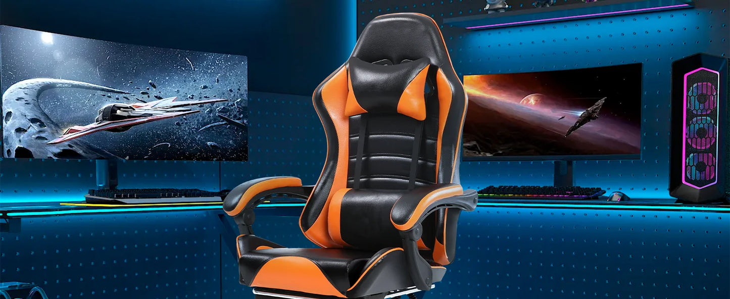 Ergonomic Gaming Chair for Adults, Comfortable Computer Chair for Heavy People, Adjustable Lumbar Office Desk Chair with Wheels,