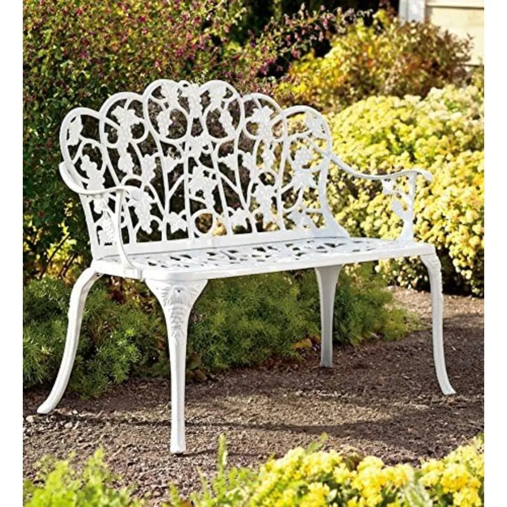 Plow & Hearth Weatherproof Grapevine Outdoor Bench  Holds Up to 300 lbs  Garden Patio Porch Park Deck  Metal