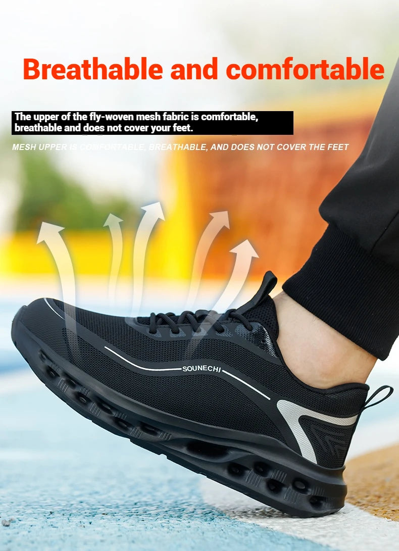 Men's Safety Shoes Anti-Impact Anti-Piercing Lightweight Work Boots Lightweight Breathable Sporty Design for Outdoor Work Shoes