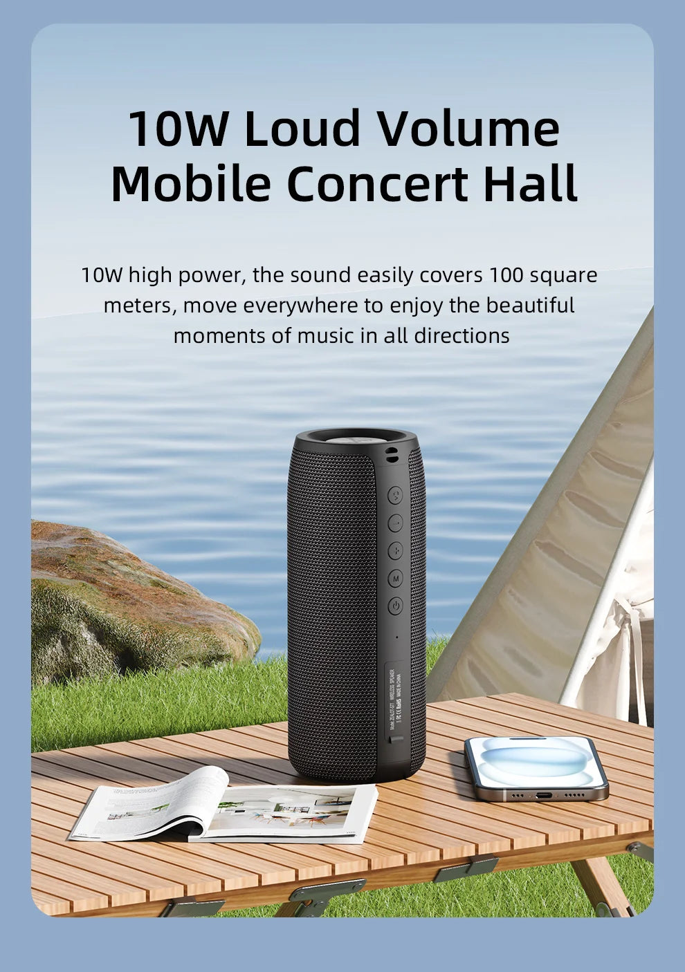 Zealot-Protable Bluetooth Speaker Enhanced Bass Portable Speaker with 12H Playtime,  IPX5 Waterproof for Camping