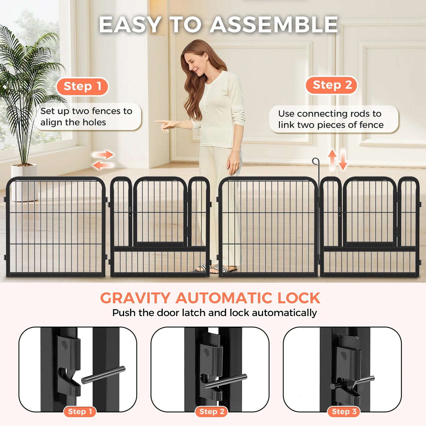 Heavy-Duty Metal Puppy Playpen – 24"/32"/40" Options, 8/16 Panels, Ideal for Indoor Use & Outdoor (RV Camping, Yard, Garden)