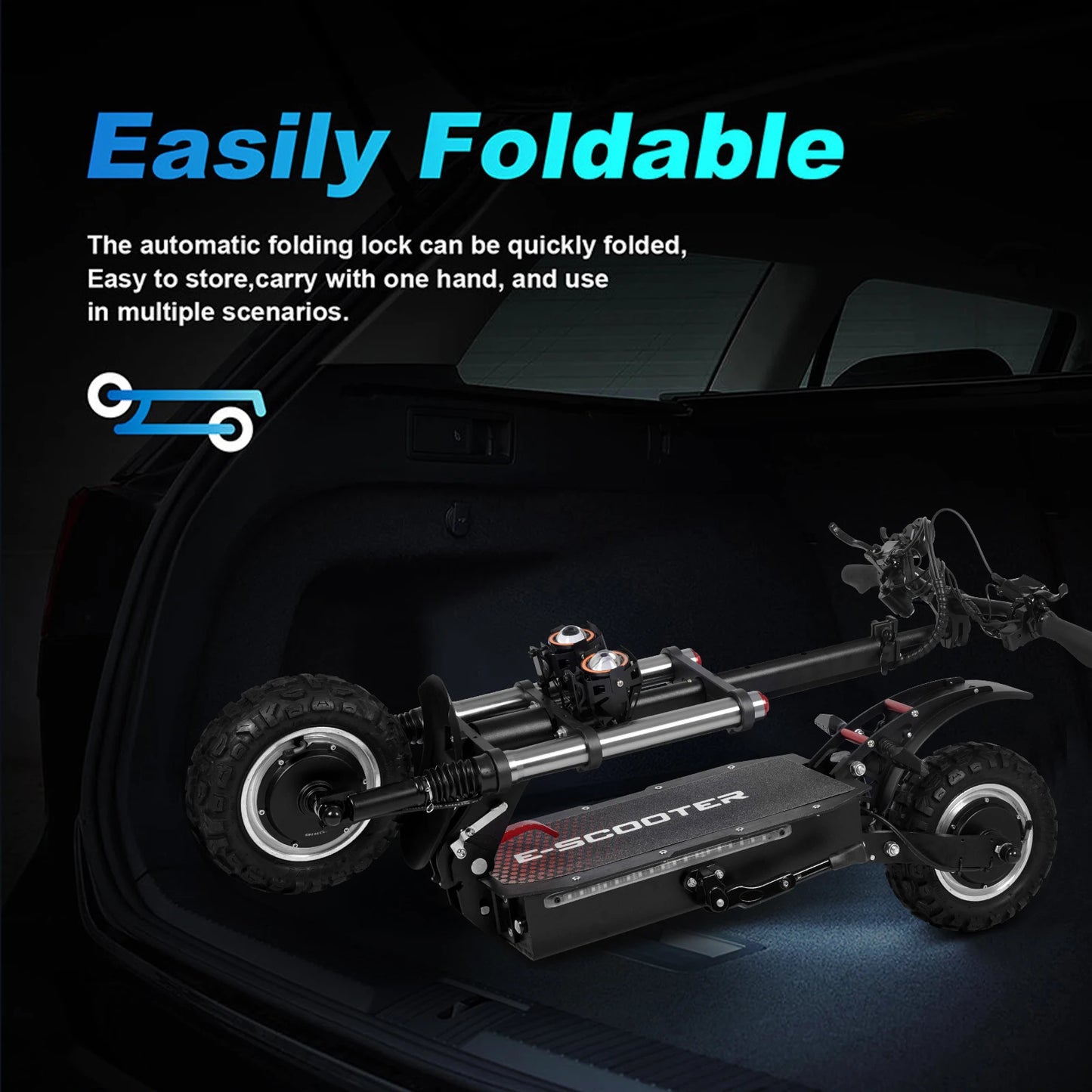 6000W High Power Adult Electric Scooter  Off-Road Commute Foldable 60V 38Ah Large Battery 60 Miles Range 50 Mph Fast E-Scooter