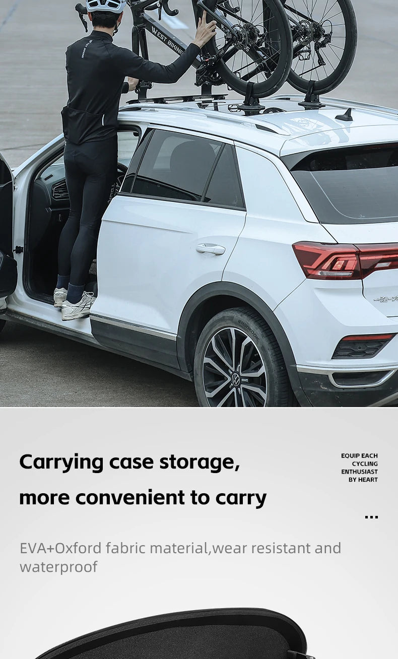 WEST BIKING Car Roof Vacuum Suction Cup Bicycle Racks Cycling Tour MTB Road Bike Quick Release Car Carrier Top Parking Racks