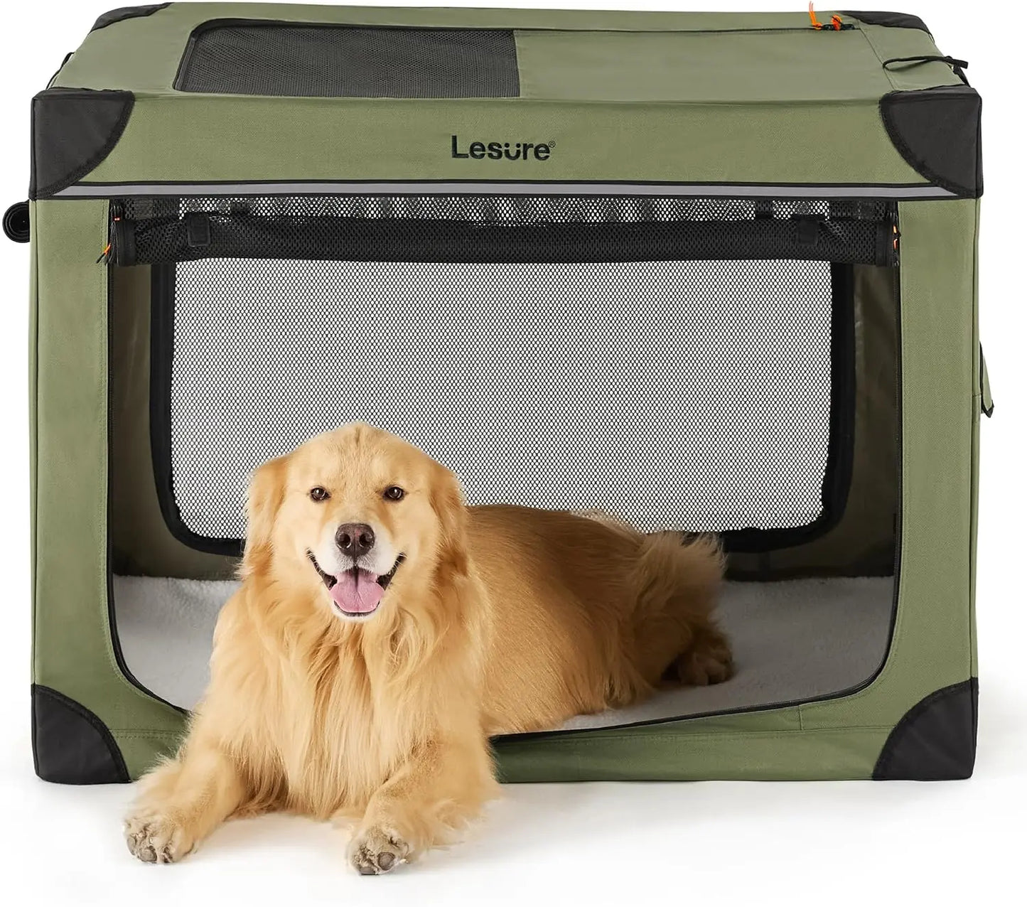 Soft Collapsible Dog Crate - 42 Inch Portable Travel Dog Crate for Extra Large Dogs Indoor & Outdoor, 4-Door Foldable