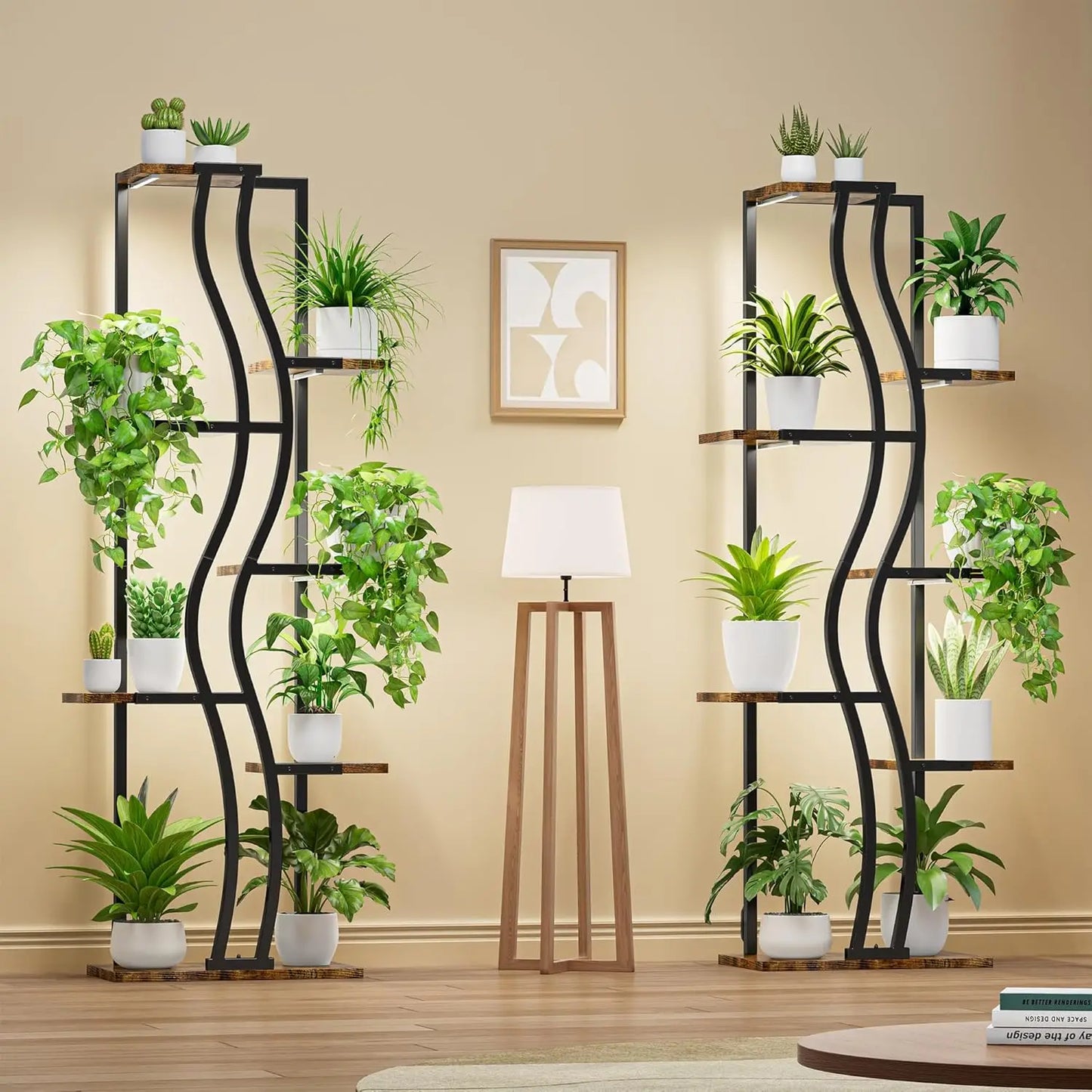 IRONCK Plant Stand Indoor with Grow Lights, 7 Tiered Tall Plant Shelf Indoor, 63" Corner Plant Stands for Indoor Plants