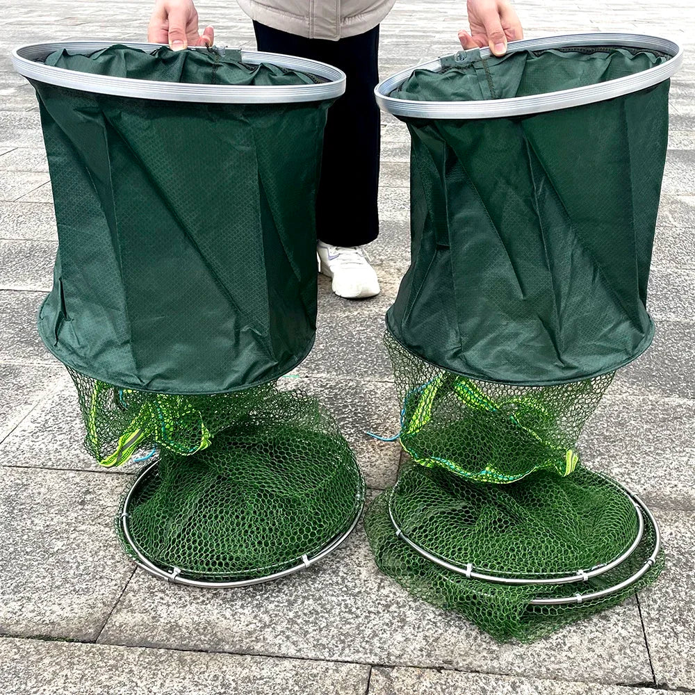 Folding Fishing Net 1.7m 2m 2.5m 3m Shrimp Fish Trap Carp Large Creel Feeder Crab Catchers Surfcasting Accessories Cast Network