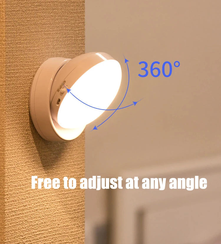 Night Light USB Motion Sensor Charging Round Energy-saving Led Lamp Bedroom Light Corridor Home Bathroom wall lights night light
