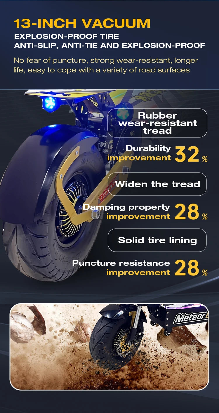 US Warehouse GT-M8 patinete eléctrico 72V50AH Dual Motors 13inch City Wheel Adult Electric Scooter Seat & Trunk Trotinette