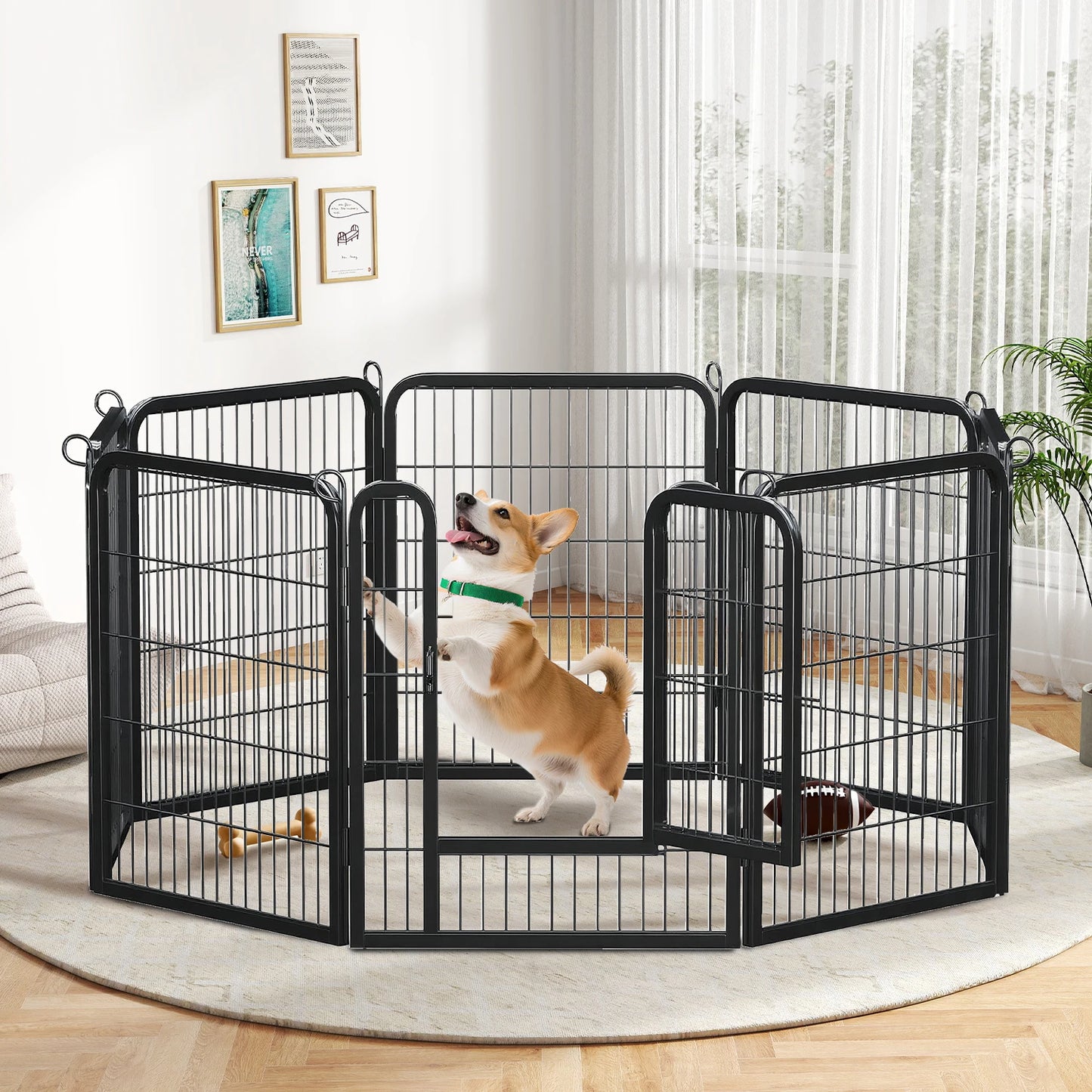 Heavy-Duty Metal Puppy Playpen – 24"/32"/40" Options, 8/16 Panels, Ideal for Indoor Use & Outdoor (RV Camping, Yard, Garden)