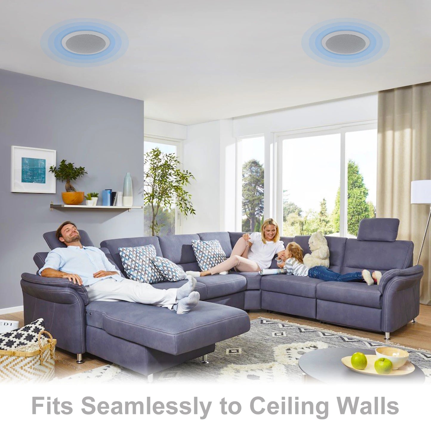 Herdio 5.25” 4PCS Flush Mount Bluetooth Ceiling Speaker System Max Power 600W Great For Humid Indoor Outdoor Kitchen Bedroom