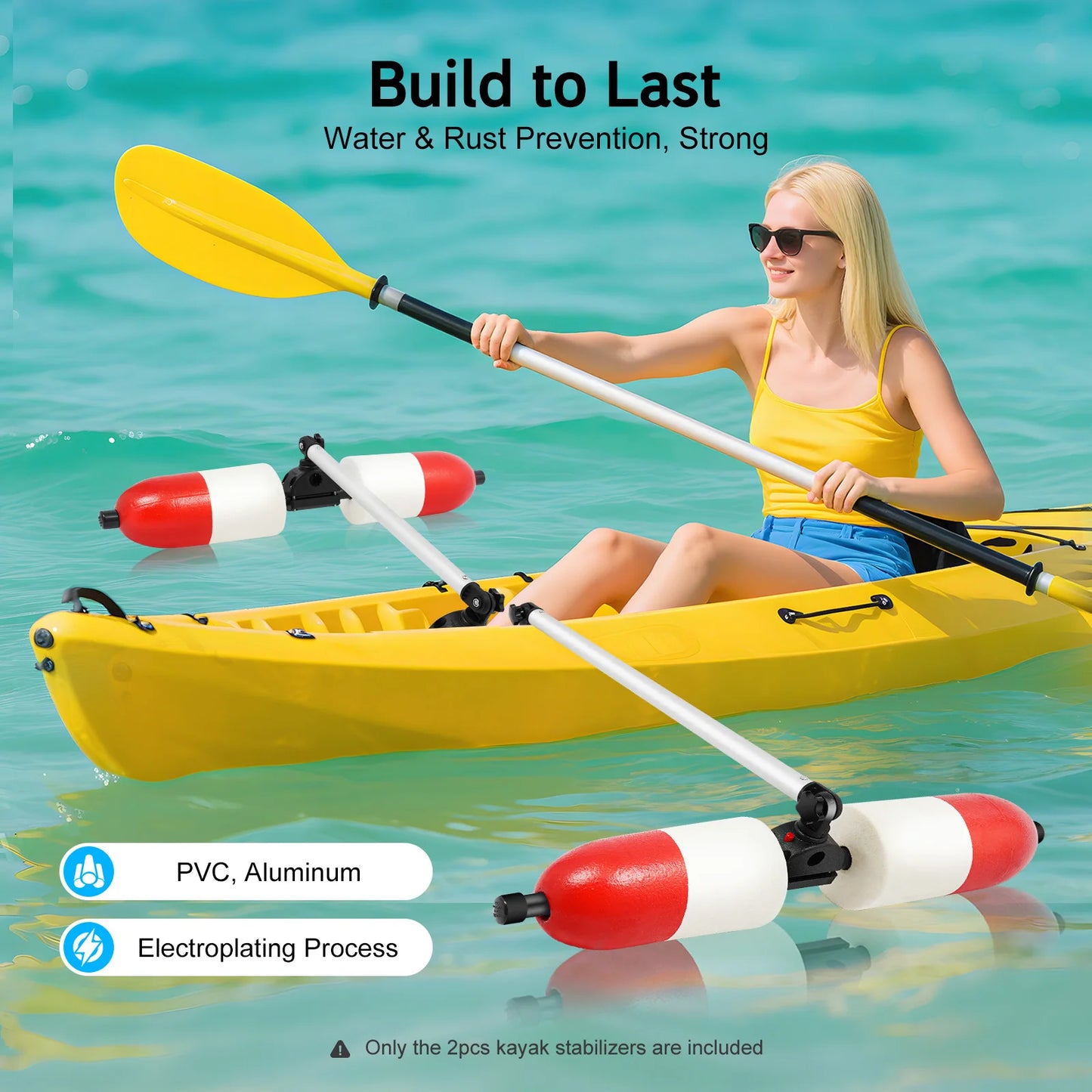Kayak Outrigger Stabilizer System Detachable Easy Install for Fishing Canoe Marine Boat Balance Support