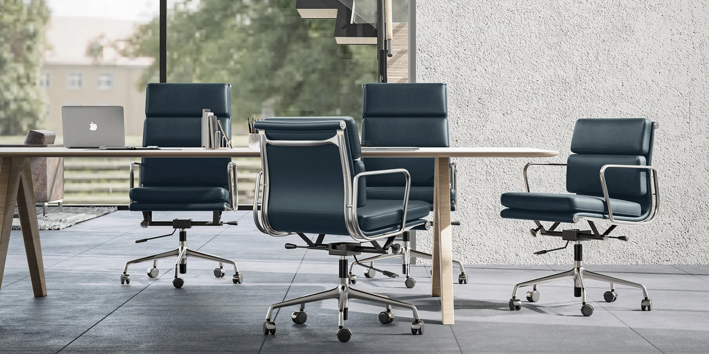 Office Guest Chair Genuine Leather Executive Chair Reception Chairs with Wheels Adjustable Swivel Rolling Office Chairs