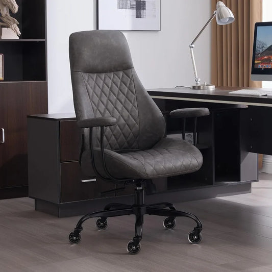 Home Office Desk Chair Ergonomic High Back Leather Computer Chair with Lumbar Support Adjustable Height Recline Swivel Executiv