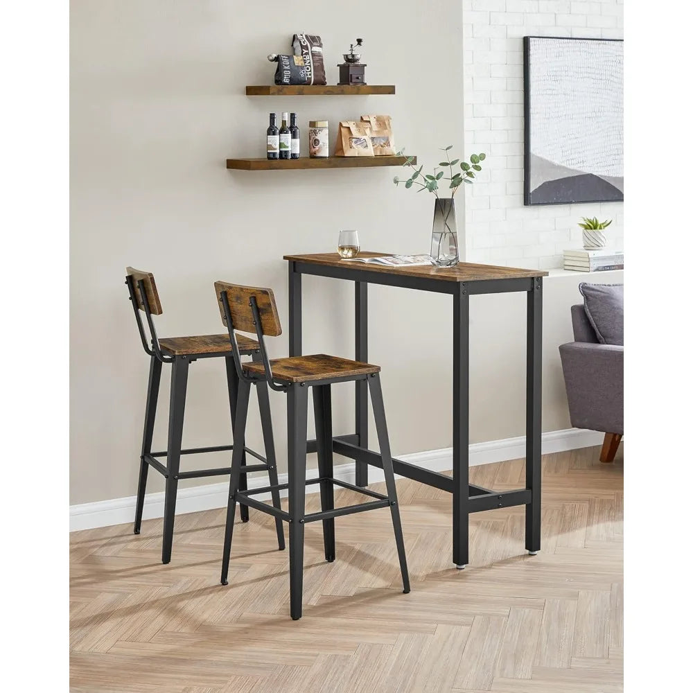 VASAGLE Set of 4 Bar Stools, Bar Height Stools, 29.1 Inches Tall Barstools with Back, Counter Bar Chairs for Kitchen Island, Ste
