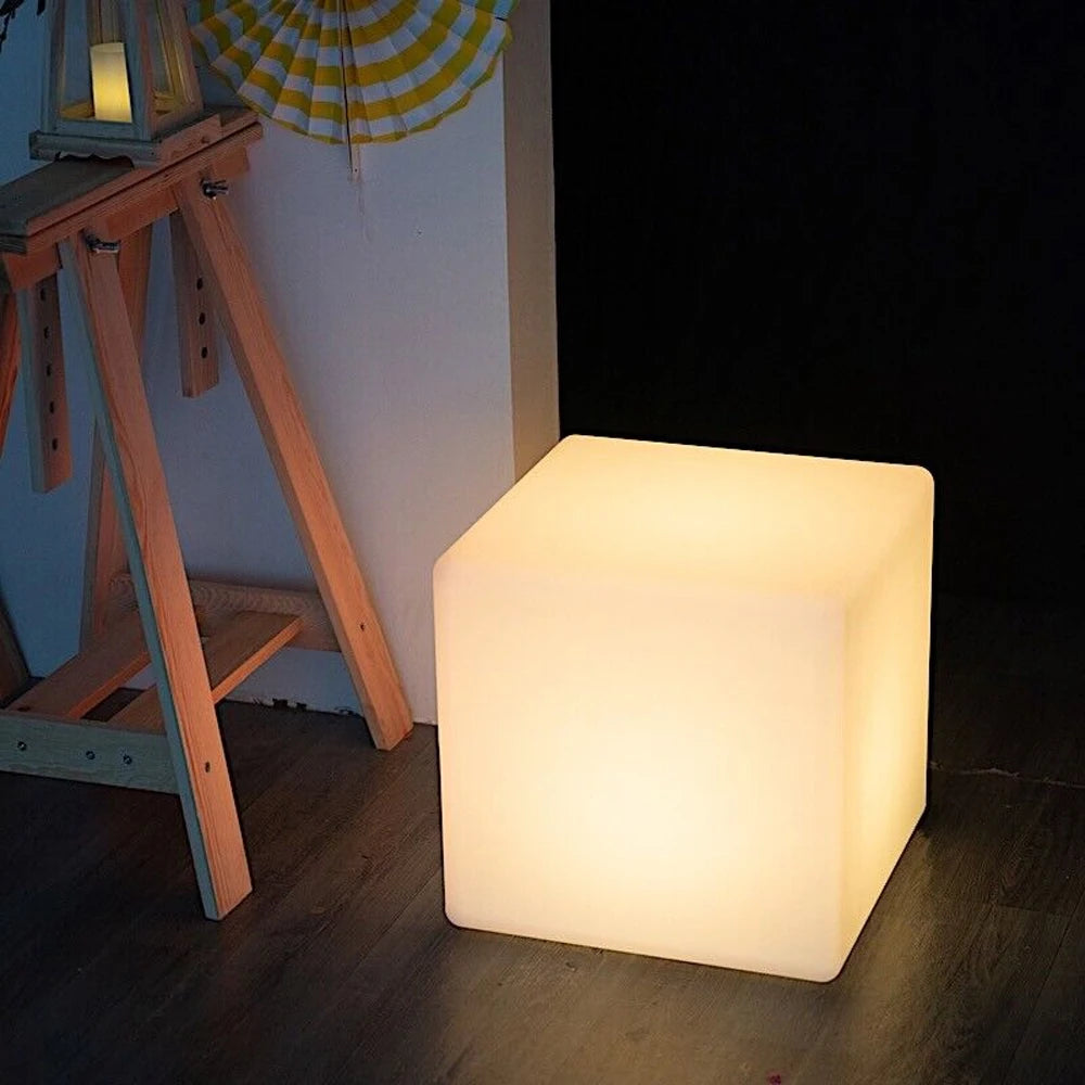 LOYALHEARTD 17" LED Cube Light Pub Bar Stool 16 RGB Colors Changing Chair Light with Remote Control Atmosphere Lamp