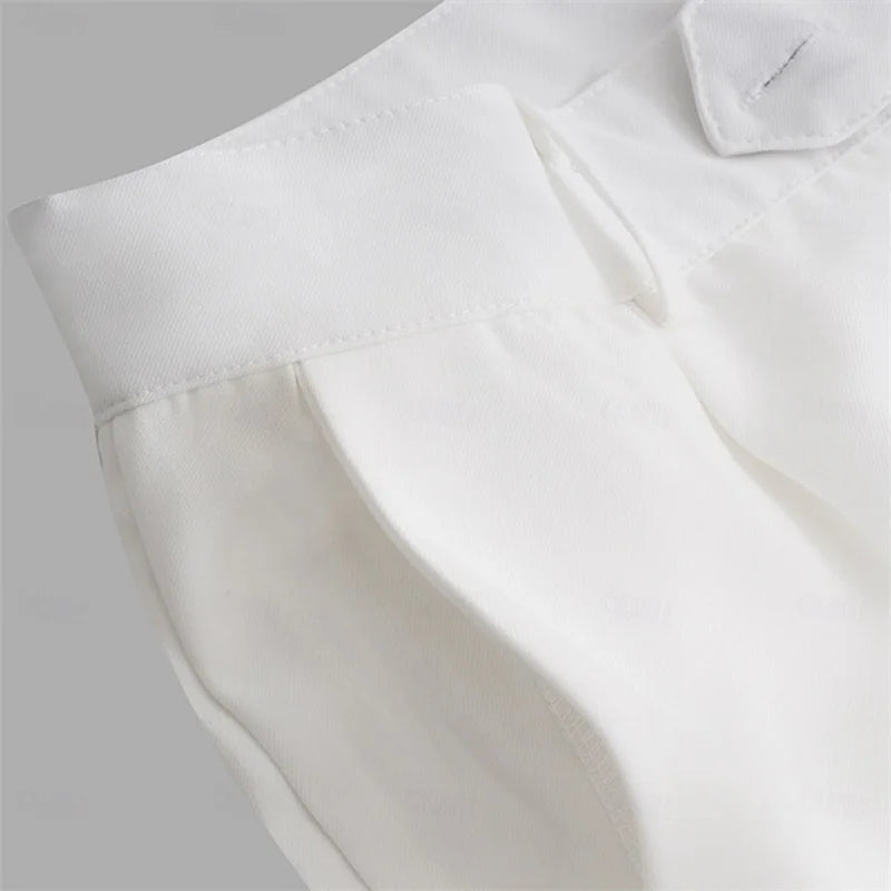 Men s  Fit Dress Pants Solid Color Flat Front Trousers Classic Business Casual Suit Pants Modern Formal Wear Hemmed Bottoms