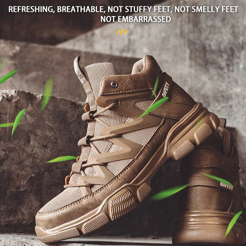 Composite Toe Work Boots Mens Puncture-Proof Midsole Non-Slip Breathable & Comfort Fit for Warehouse Use Anti-smash Work Boots