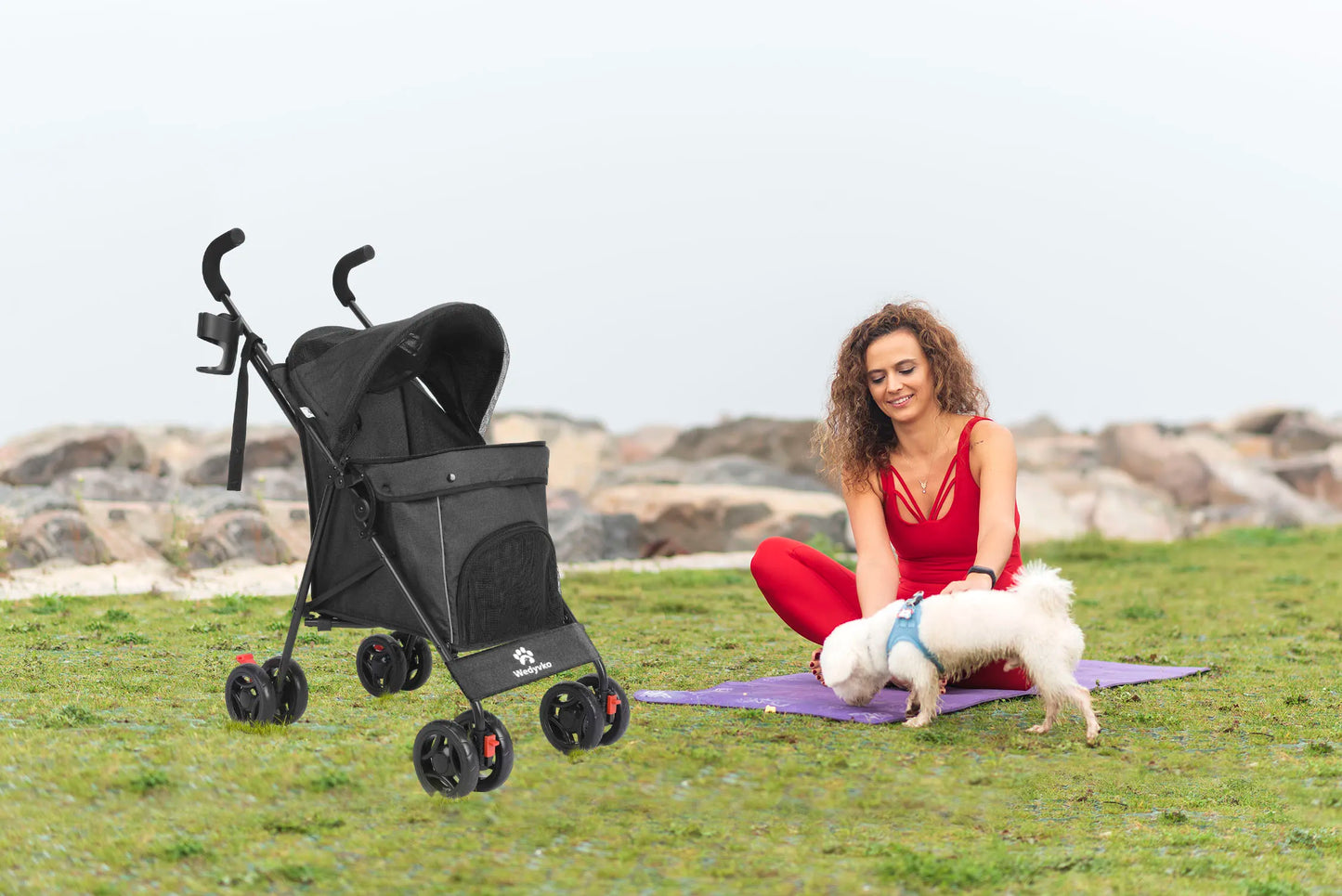 Pet Dog Stroller 4 Wheels Puppy Stroller Rotate with Brakes Storage for Dogs Cats Travel Pet Suplies Outdoor 애완견 유모차