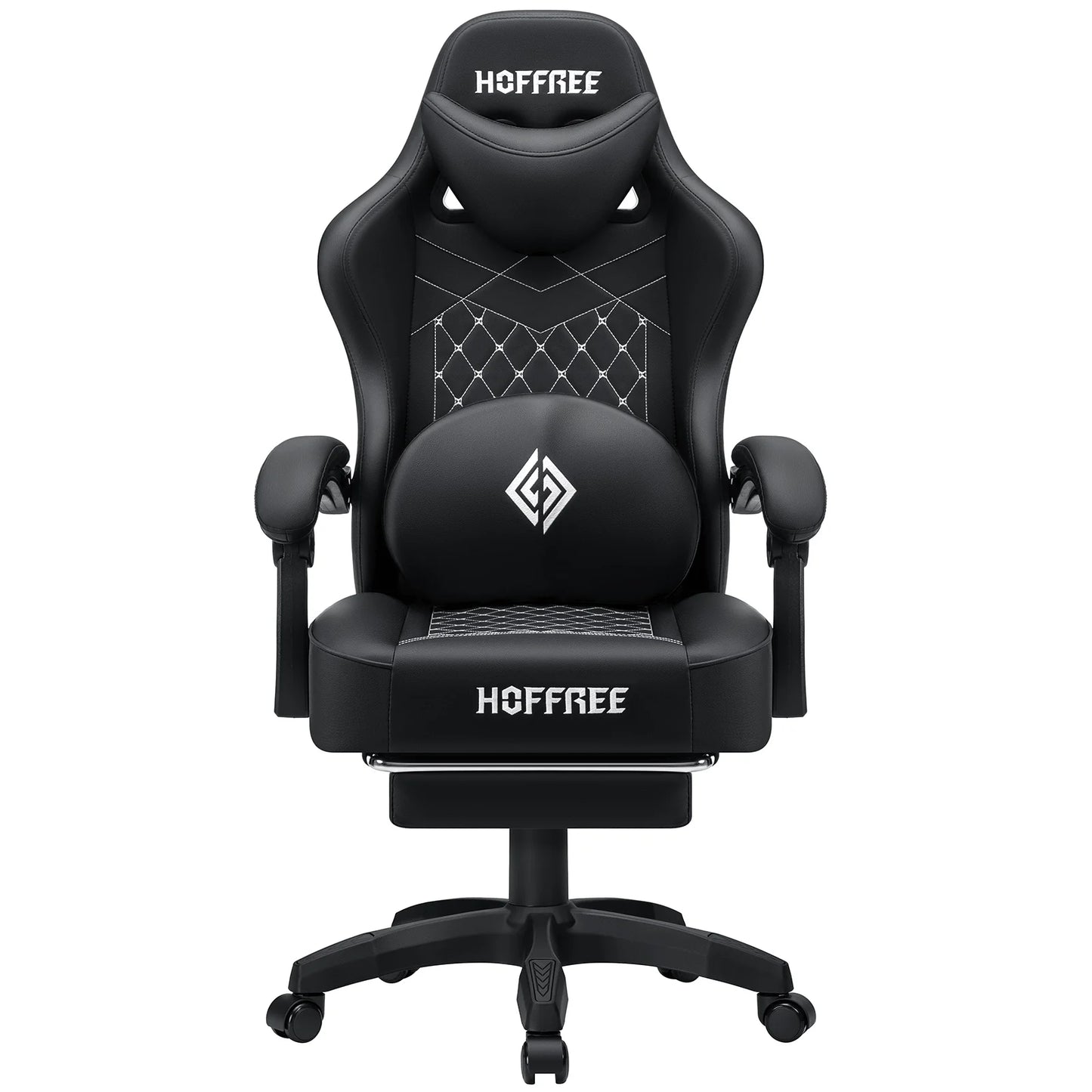 Leather Gaming Chair with Footrest Bluetooth Speaker Dual Function Massage Height Adjustable Recliner Computer Office Chair Sofa