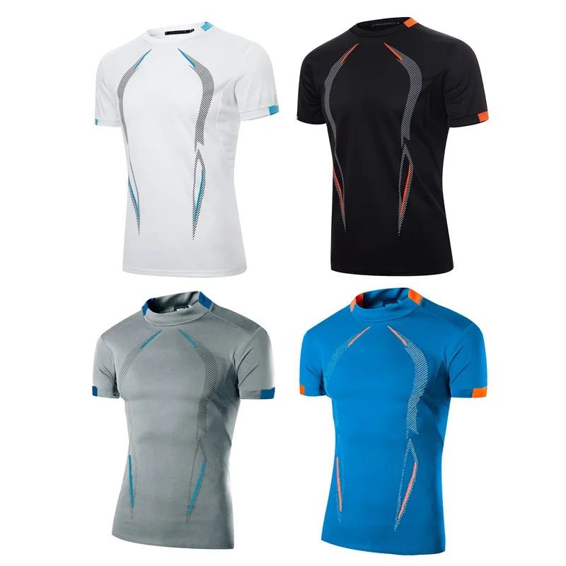 Men s Breathable Quick Dry T-Shirt with Stylish Print Short Sleeve Round Neck  Fit Sports Top in Plus Size